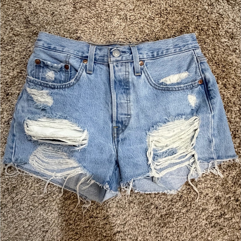 Levi’s 501 distressed denim shorts